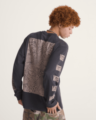 Men Vans Warped Adventure Long Sleeve T-Shirt in Faded Black