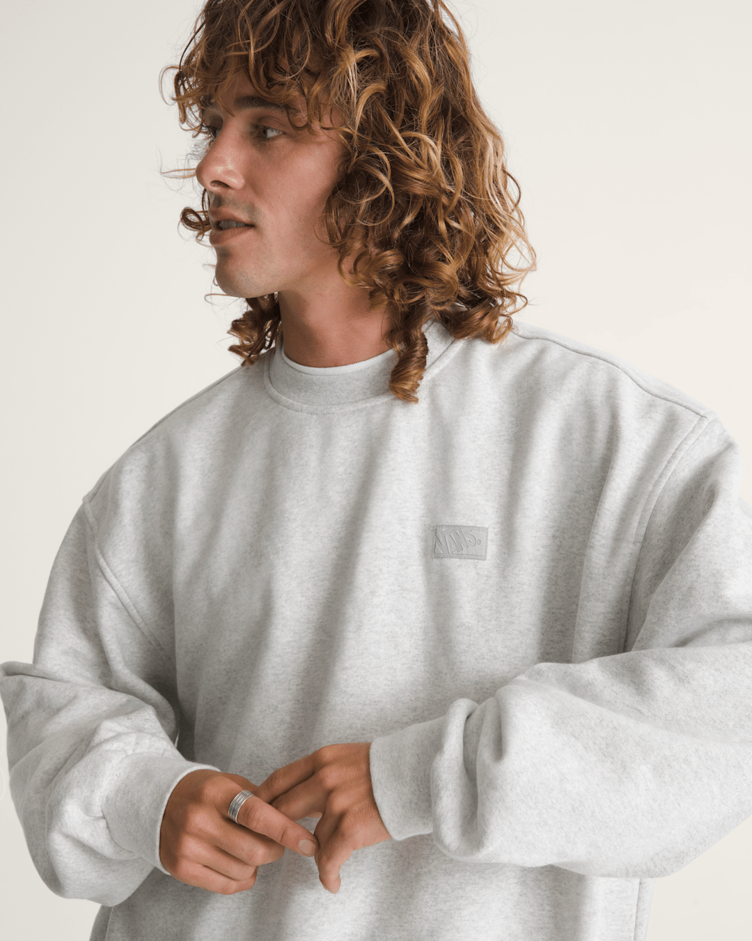Men Vans Premium Crewneck Sweatshirts in Ash Heather Grey