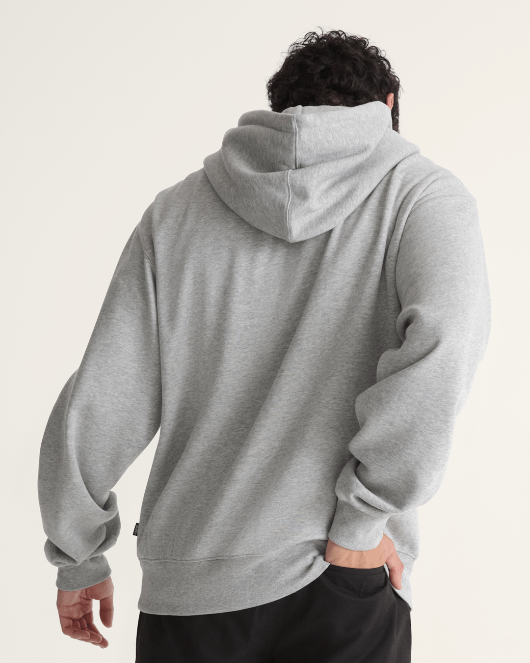 Men Vans Stretch Logo Pullover Hoodie in Cement Heather Grey