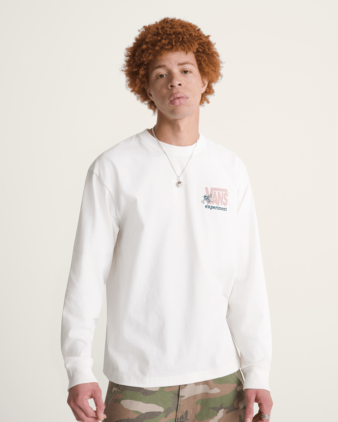 Men Vans Vans Visions Long Sleeve T-Shirt in Egret White