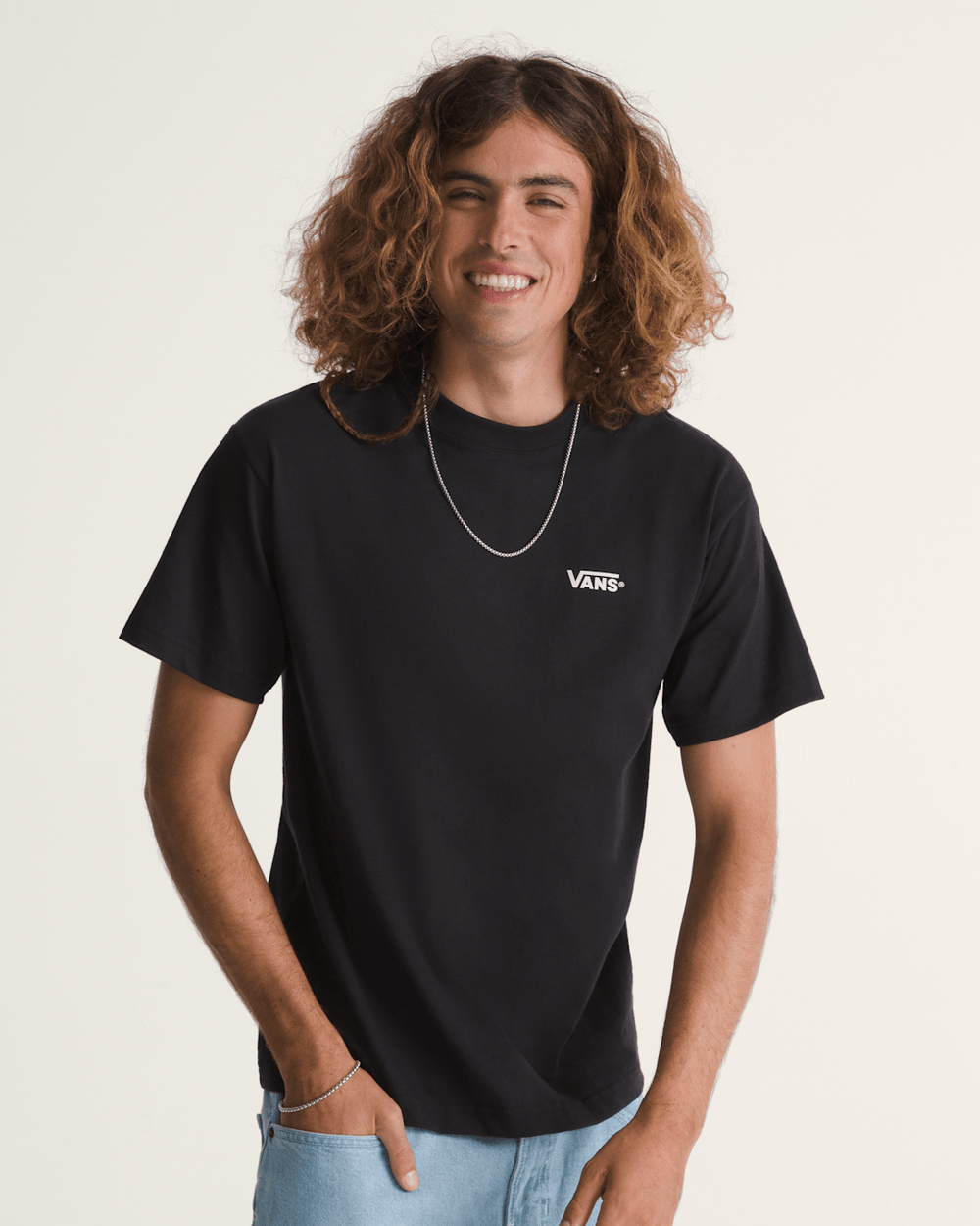 Men Vans New Left Chest T-Shirt in Black / White