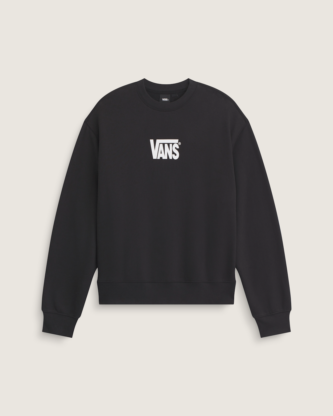 Men Vans Stretch Logo Crew Sweatshirt in Black / White