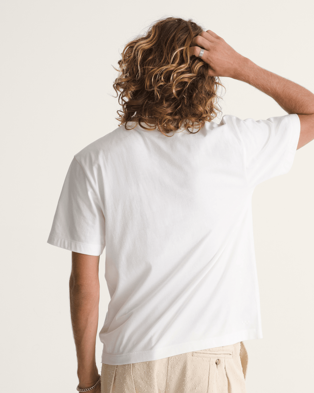 Men Vans Premium Shrunken T-Shirt in Egret White