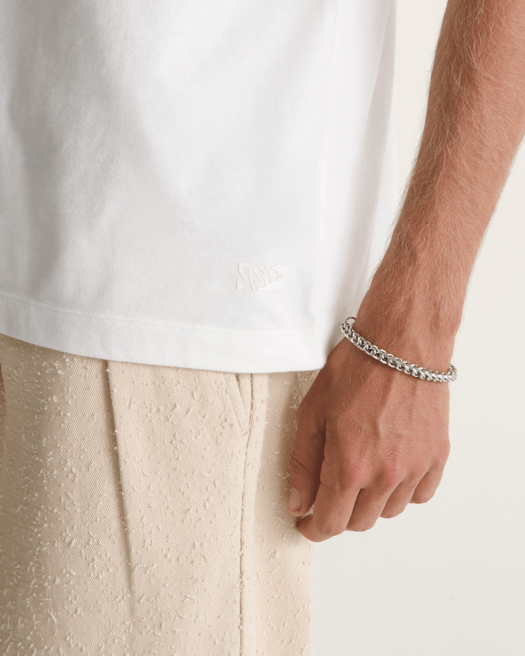 Men Vans Premium Shrunken T-Shirt in Egret White