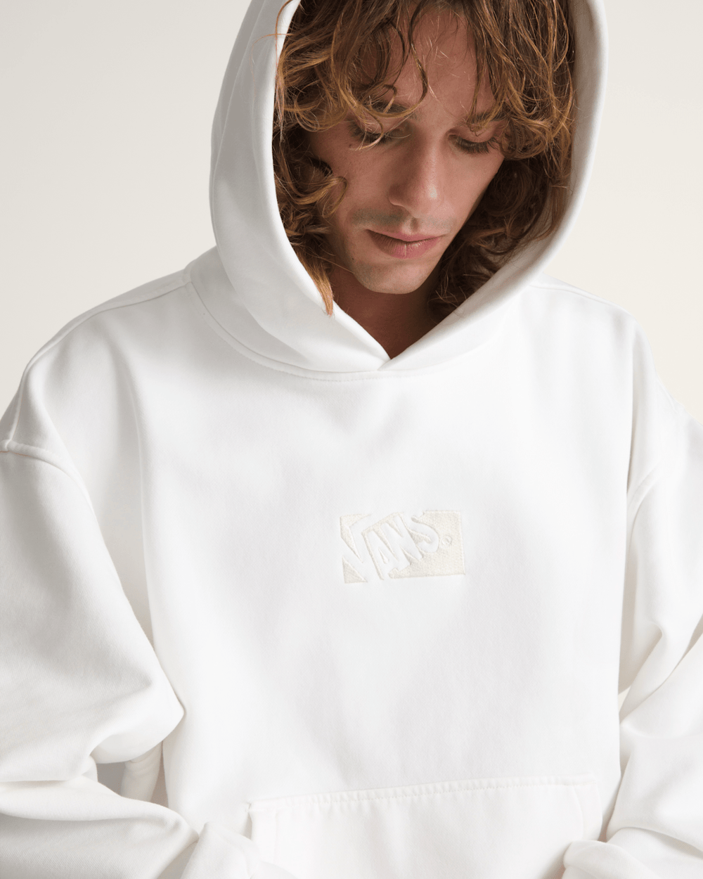 Men Vans Premium Pullover Hoodie in Egret White