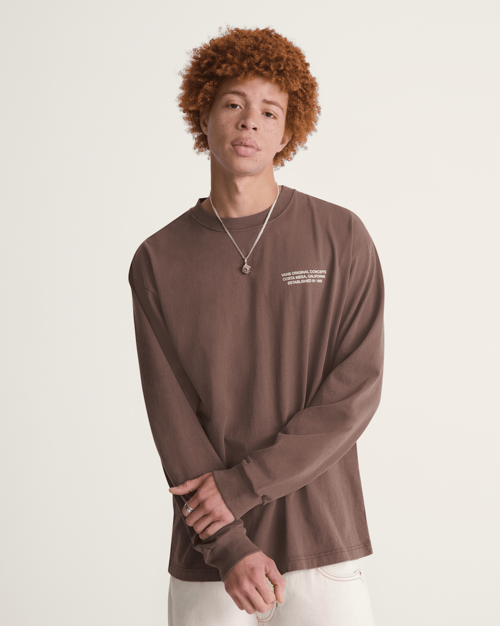 Men Vans Original Concepts Long Sleeve T-Shirt in Vintage Cocoa Brown