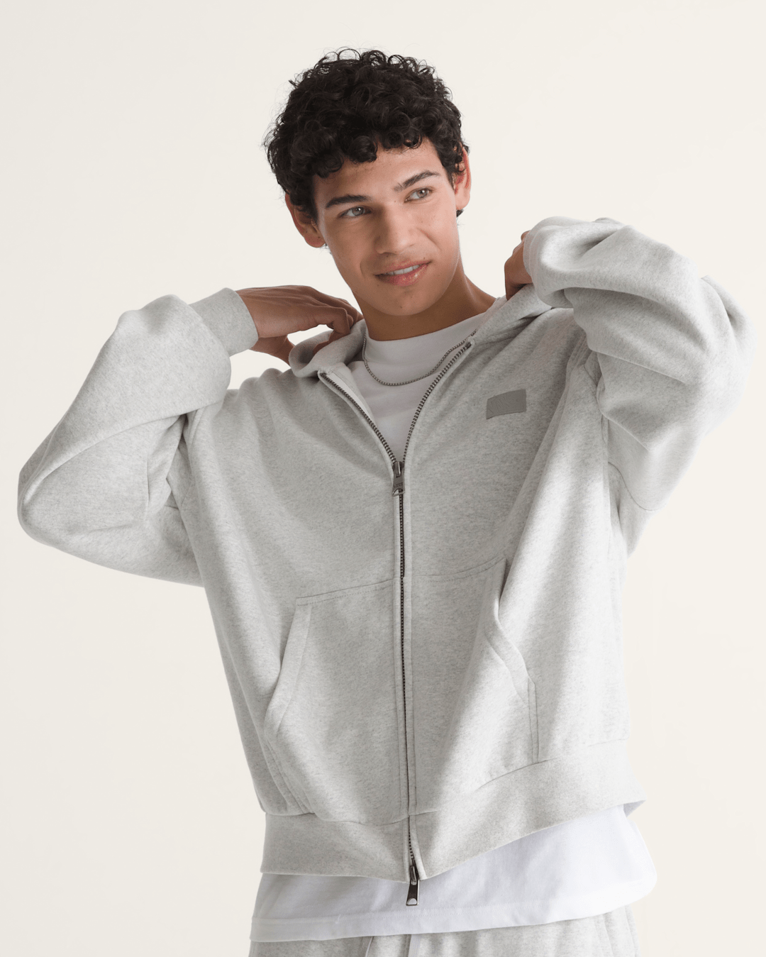Men Vans Premium Zip Hoodie in Ash Heather Grey