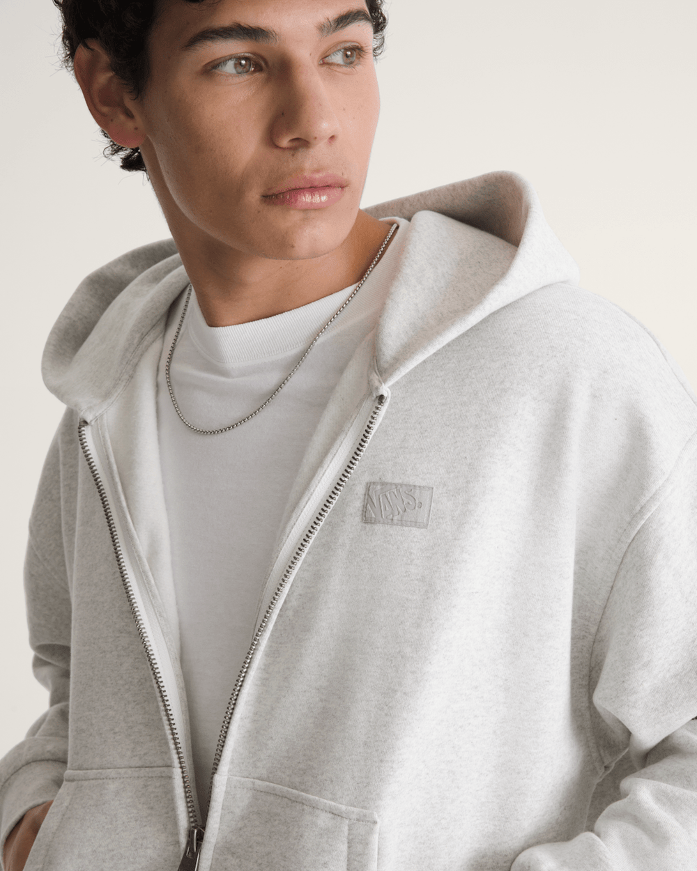 Men Vans Premium Zip Hoodie in Ash Heather Grey