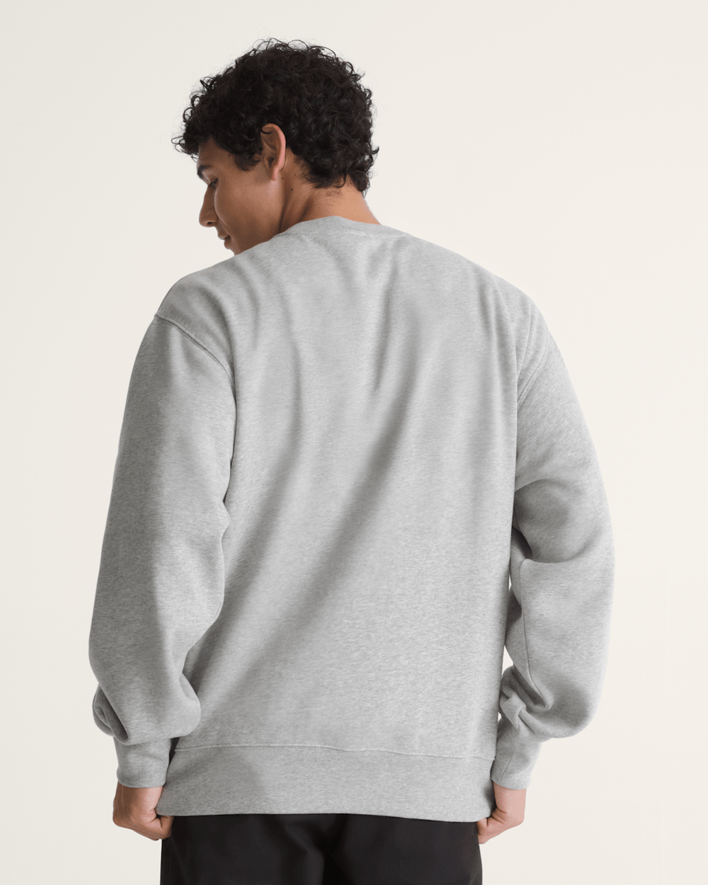 Men Vans Stretch Logo Crew Sweatshirt in Cement Heather Grey