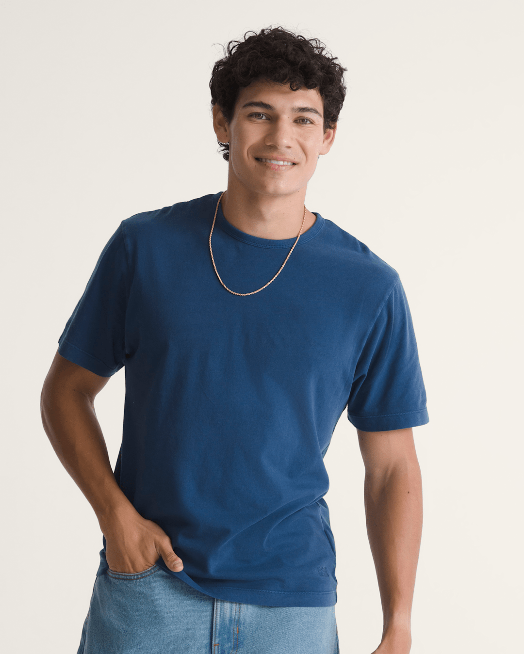 Men Vans Premium Shrunken T-Shirt in Deep Indigo Blue