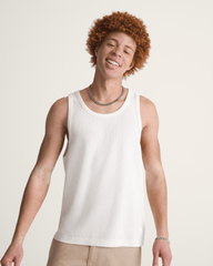 Men Vans Premium Waffle Tank Top in Egret White