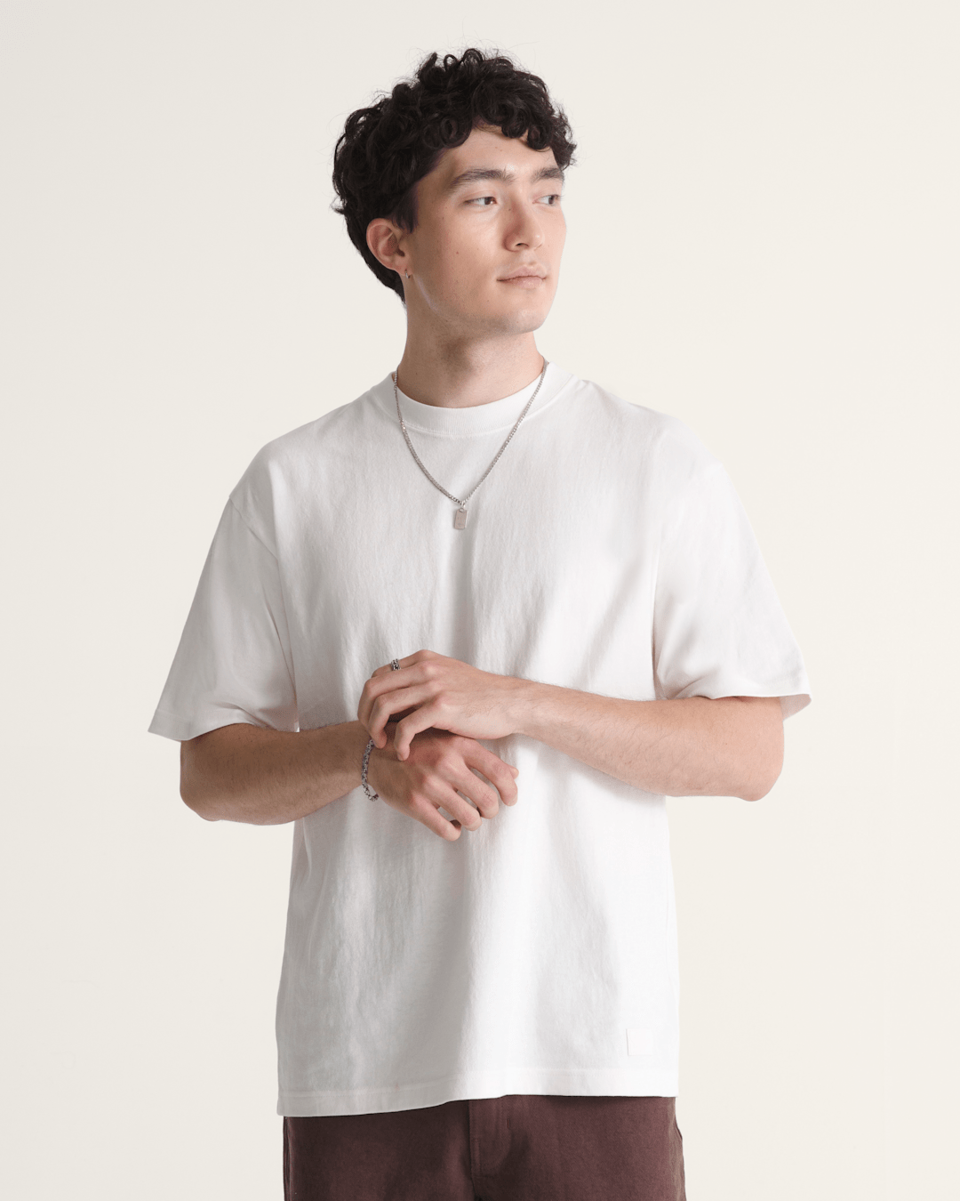 Men Vans Premium Loose Fit T-Shirt in Egret White