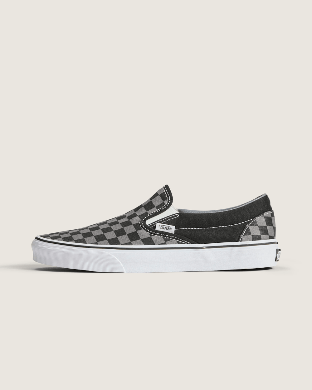 Men Vans Classic Checkerboard Slip-On Black/Pewter Shoe