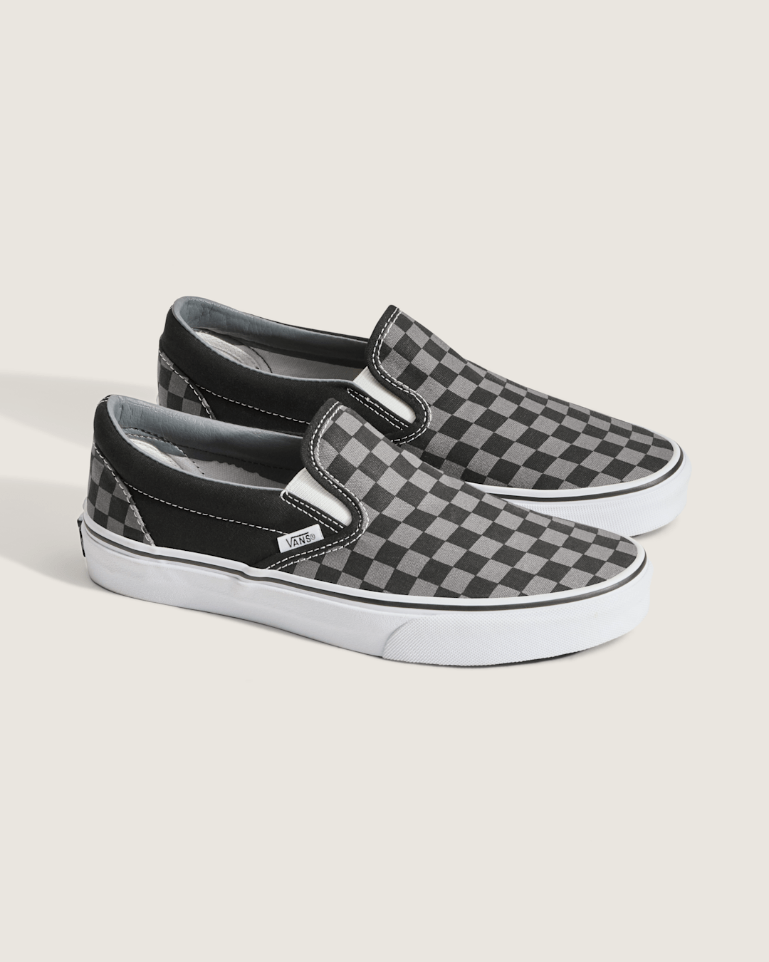 Men Vans Classic Checkerboard Slip-On Black/Pewter Shoe