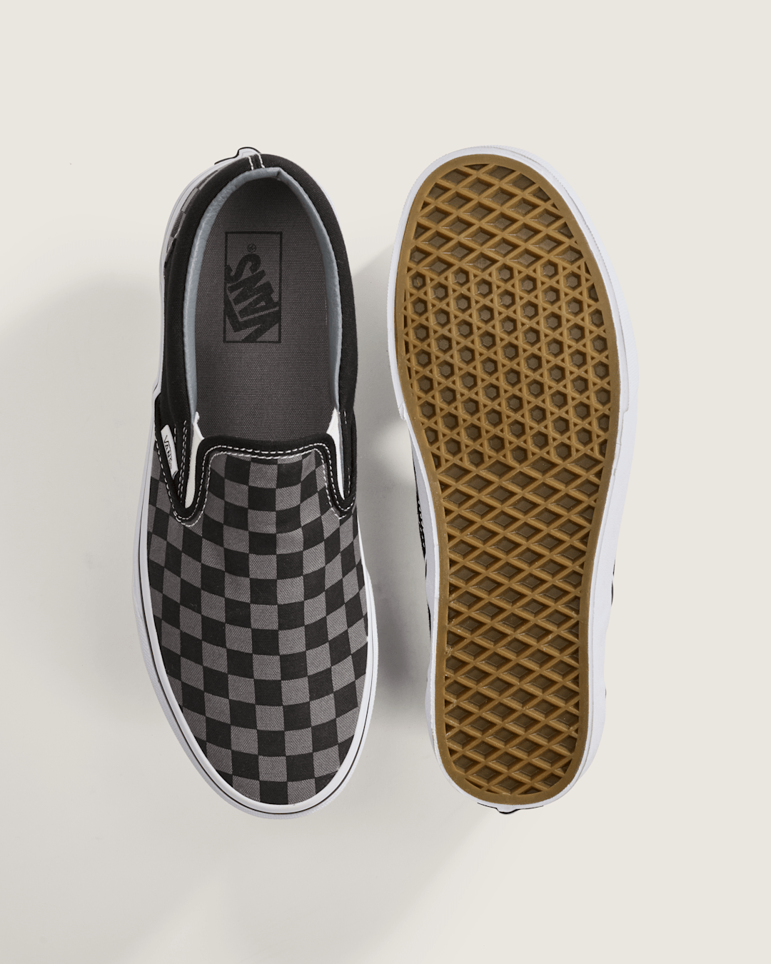 Men Vans Classic Checkerboard Slip-On Black/Pewter Shoe
