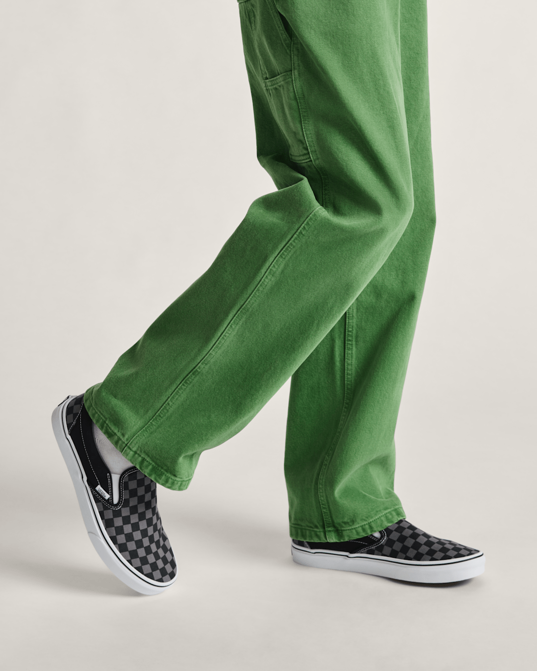 Men Vans Classic Checkerboard Slip-On Black/Pewter Shoe