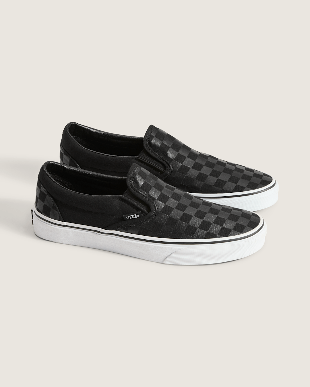 Men Vans Classic Checkerboard Slip-On Black/Black Shoe