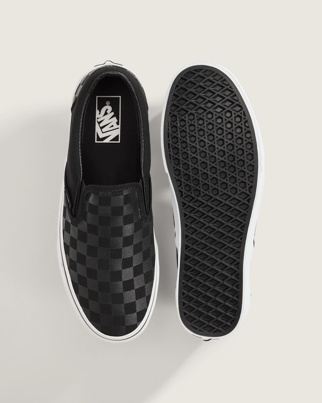 Men Vans Classic Checkerboard Slip-On Black/Black Shoe