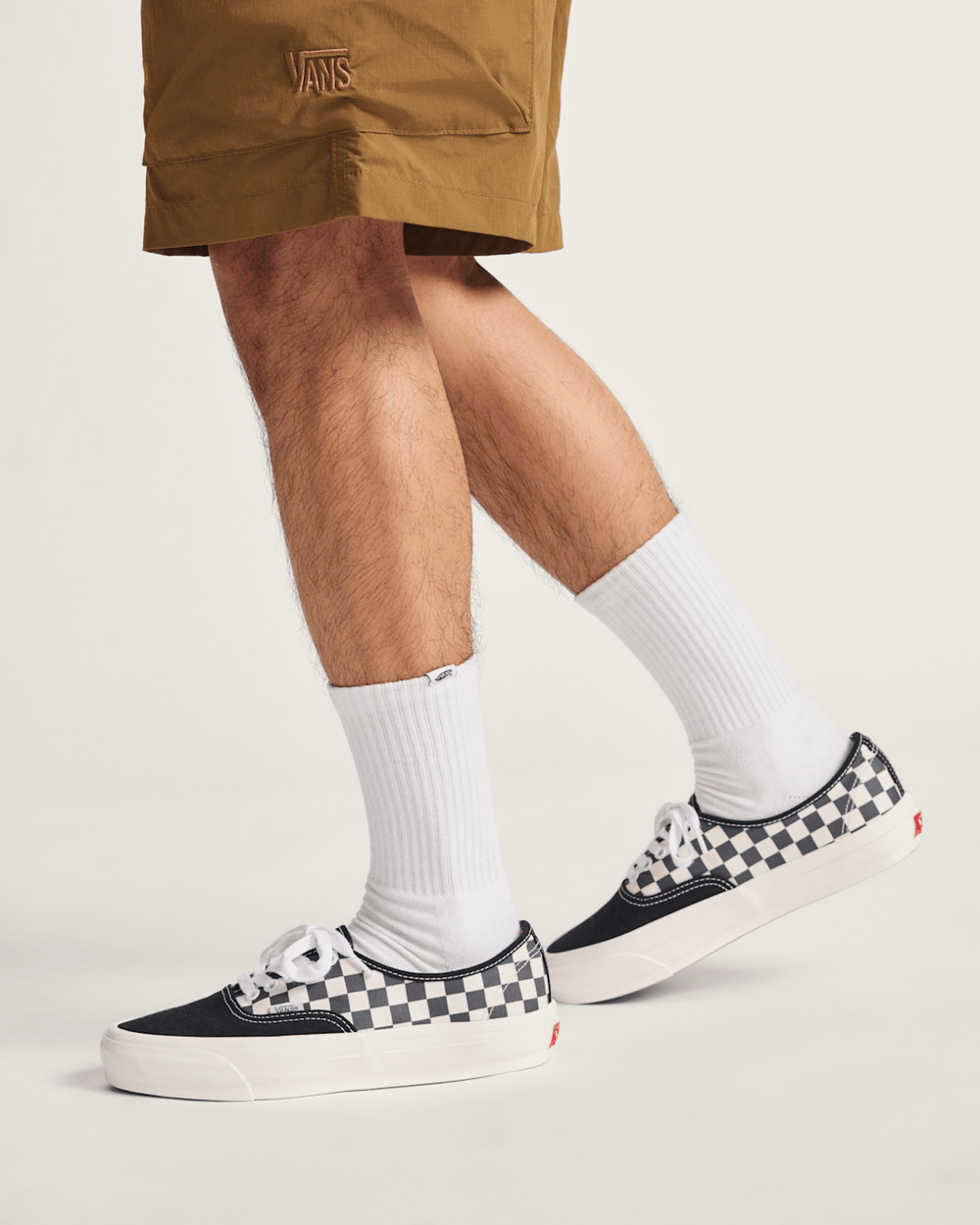 Men Vans Premium Authentic Checkerboard Shoe in Checkerboard Asphalt Grey / White