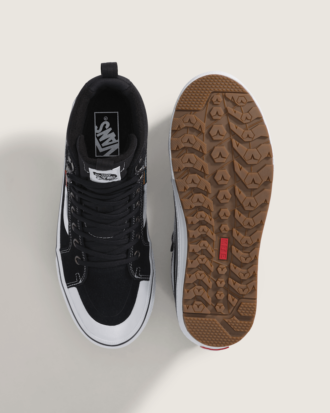 Men Vans Sk8-Hi Waterproof Insulated Shoe in Black / White