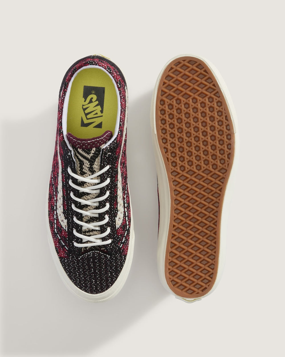 Men|Sale Vans Premium Old Skool Shoe in Geo Check Bordeaux Red