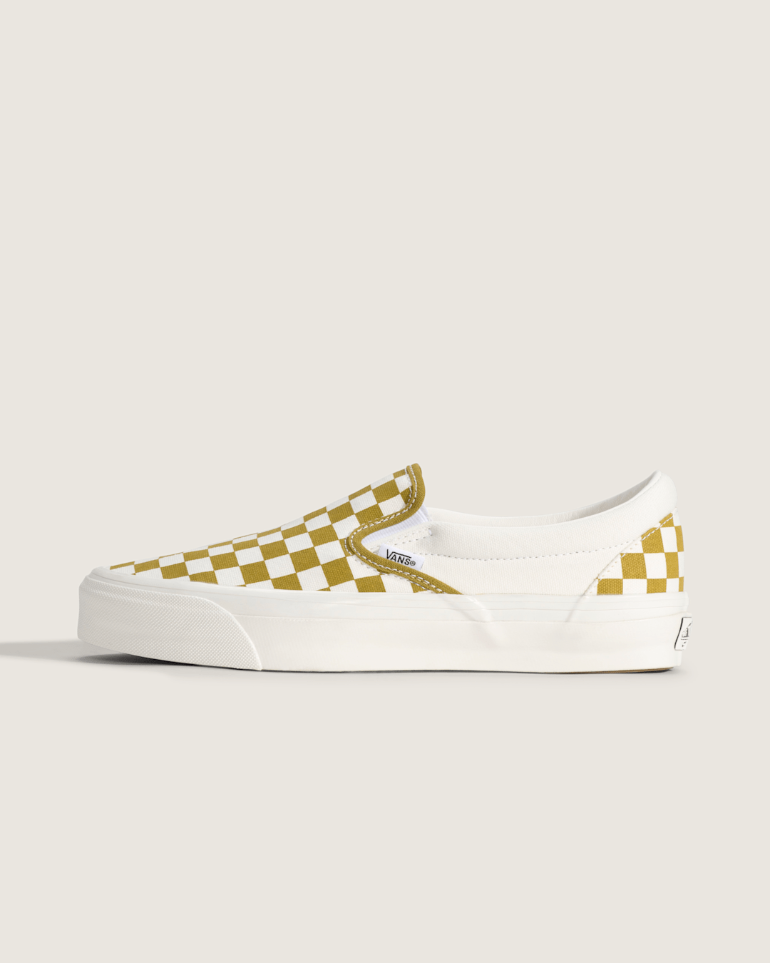Men|Sale Vans Premium Classic Slip-On Checkerboard Shoe in Checkerboard Burnt Gold Yellow
