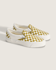 Men|Sale Vans Premium Classic Slip-On Checkerboard Shoe in Checkerboard Burnt Gold Yellow
