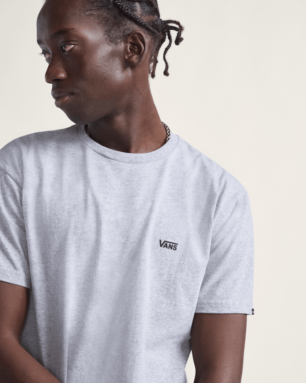 Men Vans Left Chest Logo T-Shirt in Heather Grey
