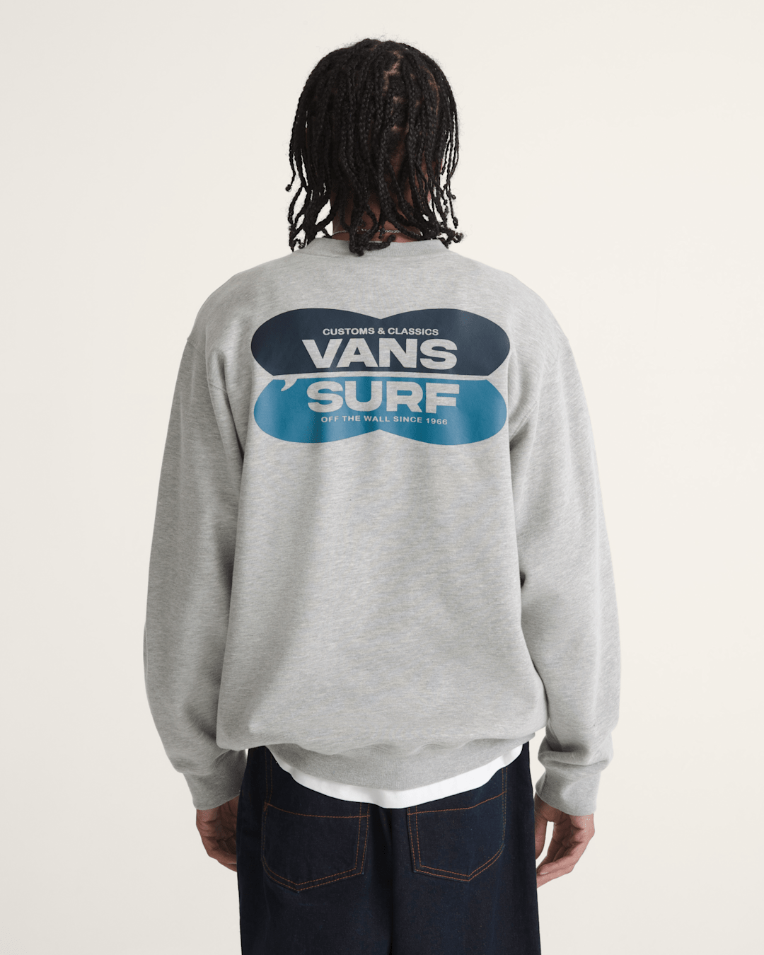 Men Vans Palms Crew Sweatshirt in Cement Heather