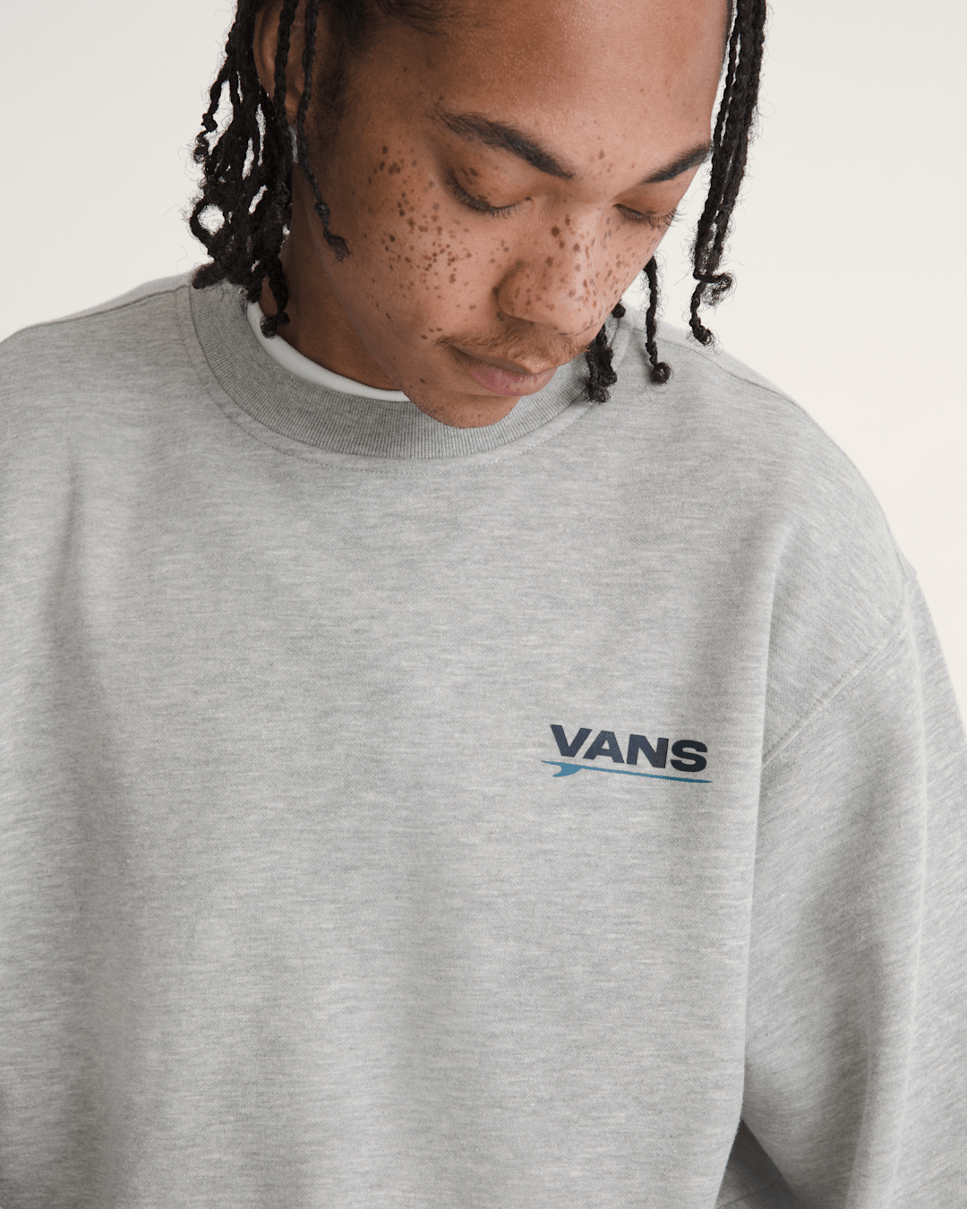 Men Vans Palms Crew Sweatshirt in Cement Heather
