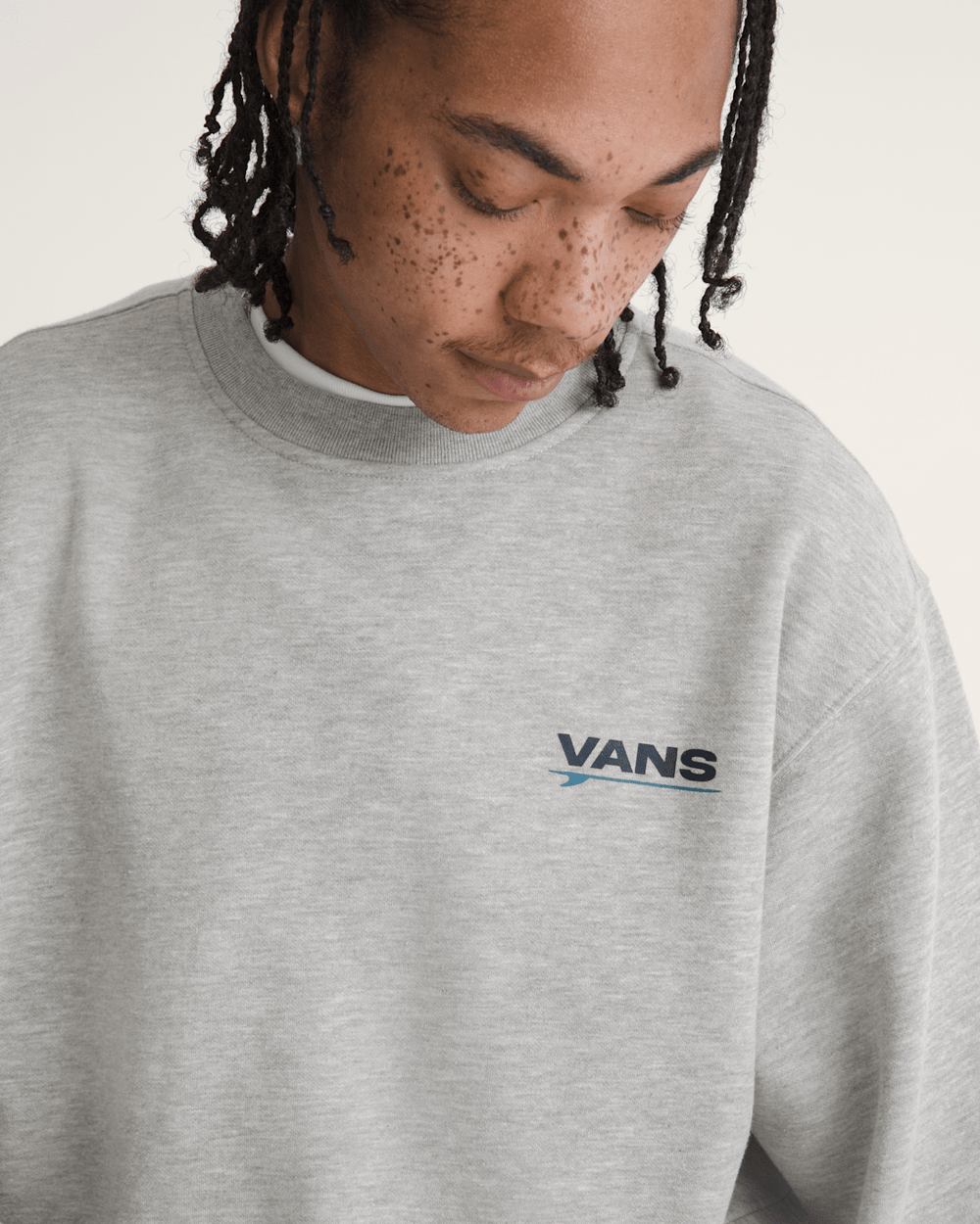 Men Vans Palms Crew Sweatshirt in Cement Heather