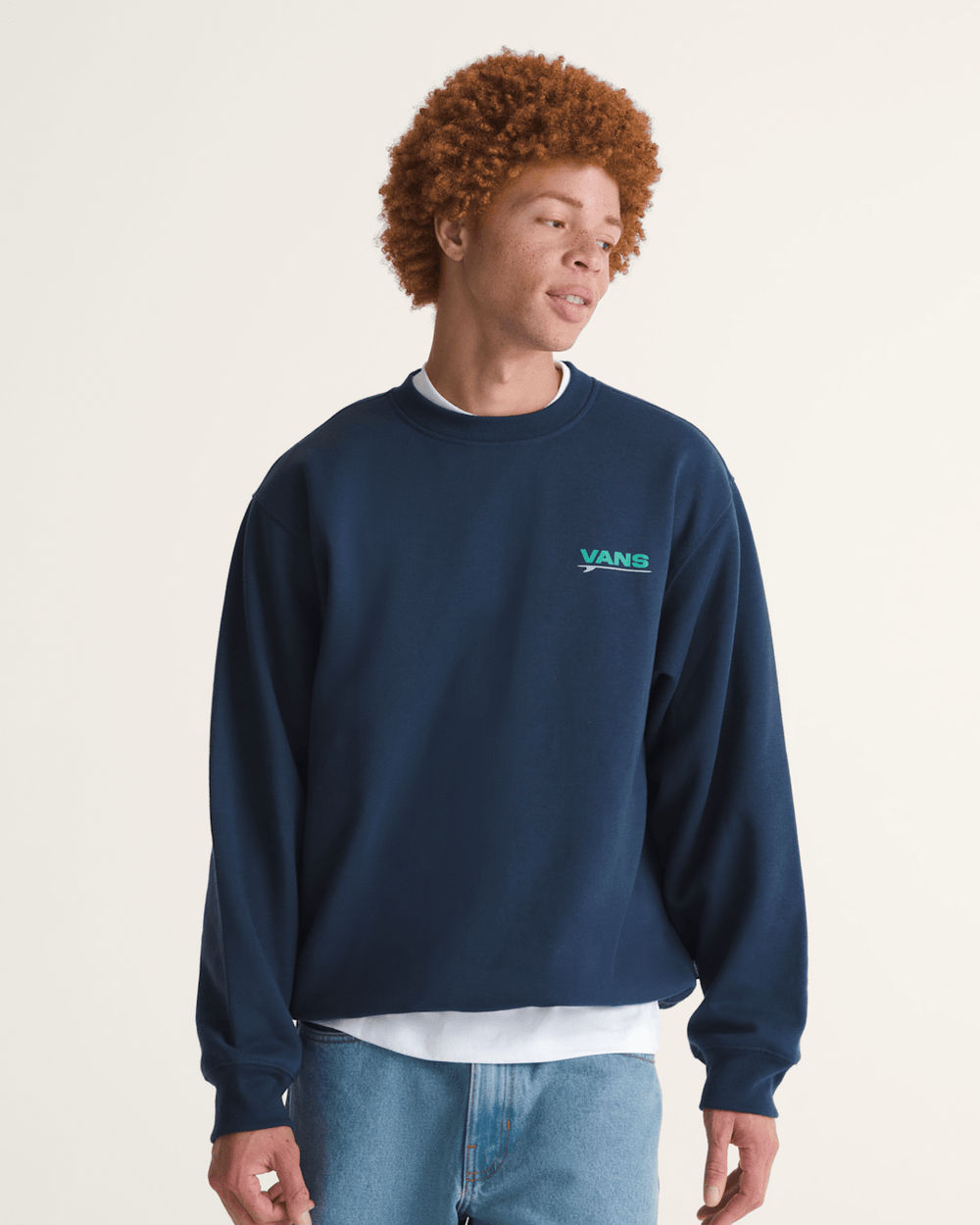 Men Vans Palms Crew Sweatshirt in Dress Blues