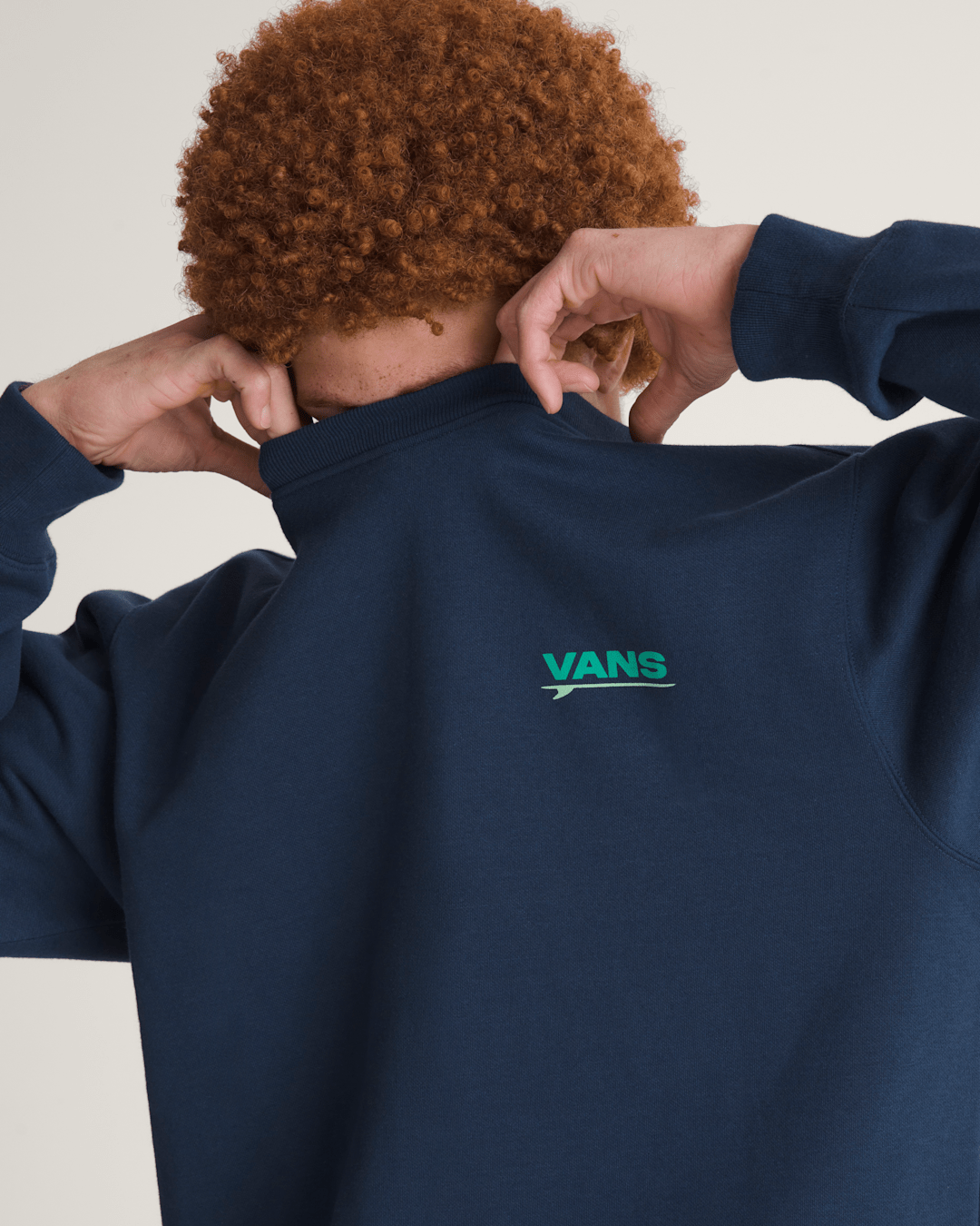 Men Vans Palms Crew Sweatshirt in Dress Blues