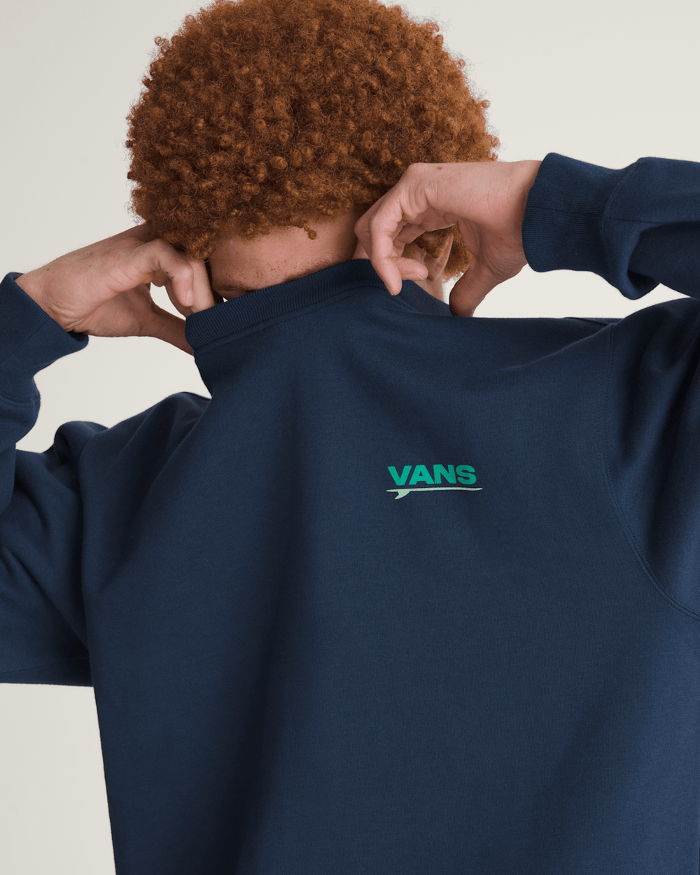 Men Vans Palms Crew Sweatshirt in Dress Blues