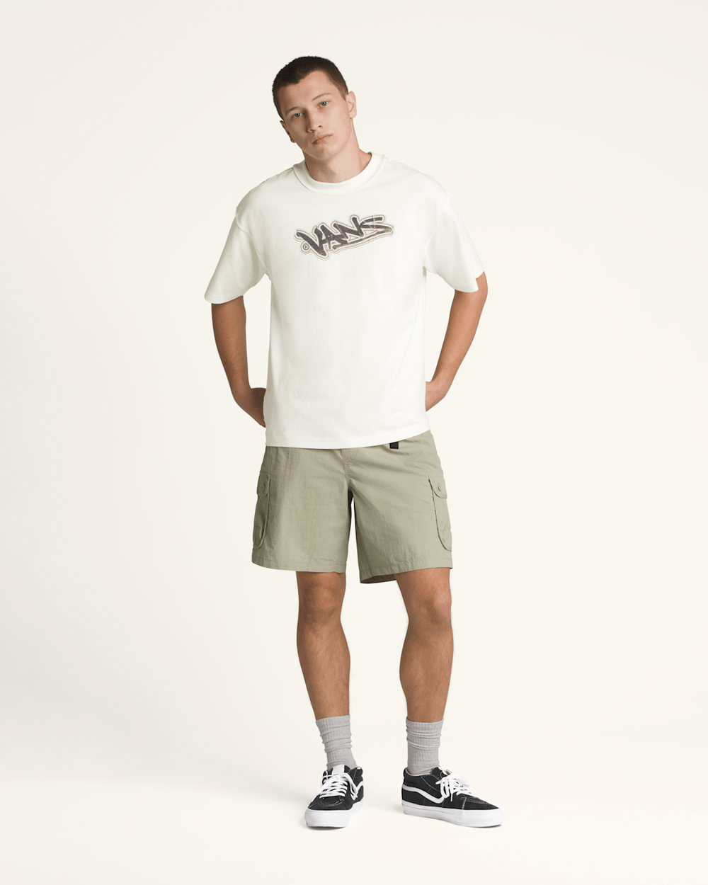 Men Vans Premium Short Sleeve T-Shirt in Marshmallow White