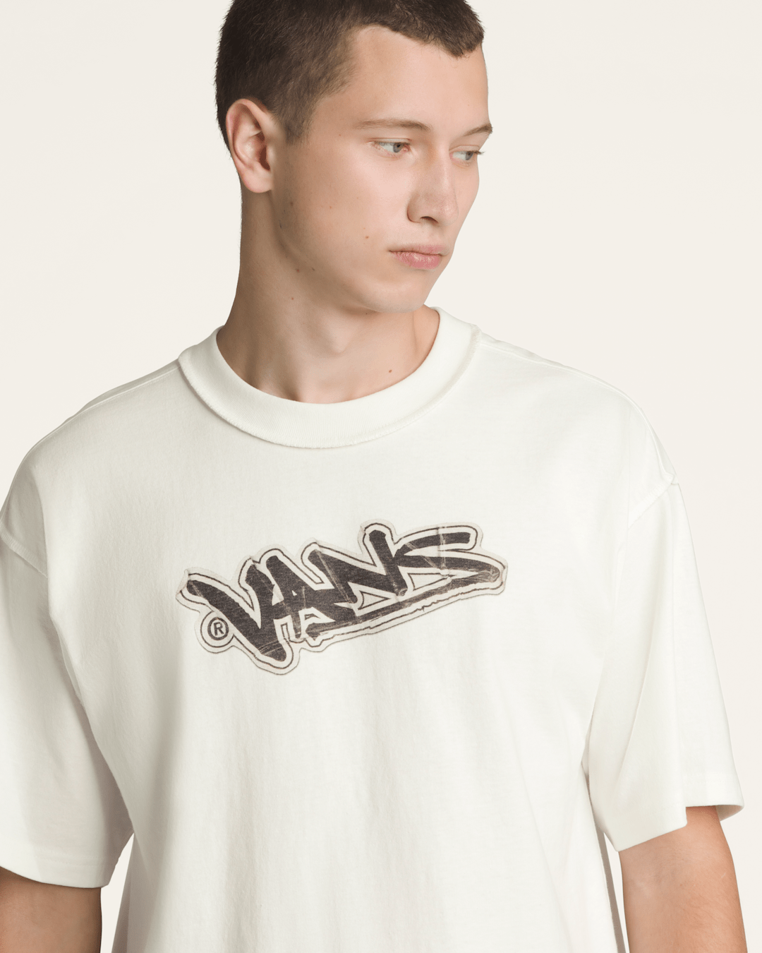 Men Vans Premium Short Sleeve T-Shirt in Marshmallow White
