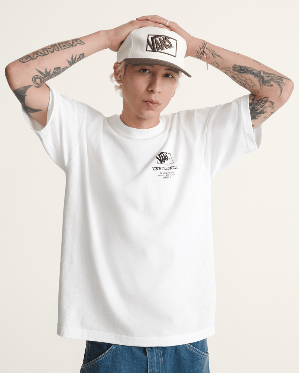 Men Vans Circle Bones T-Shirt in White