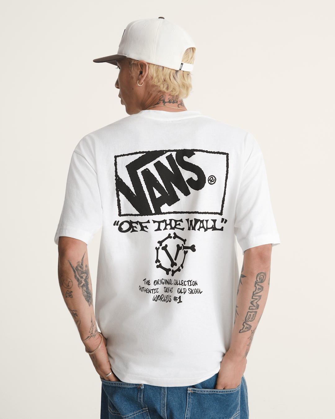 Men Vans Circle Bones T-Shirt in White