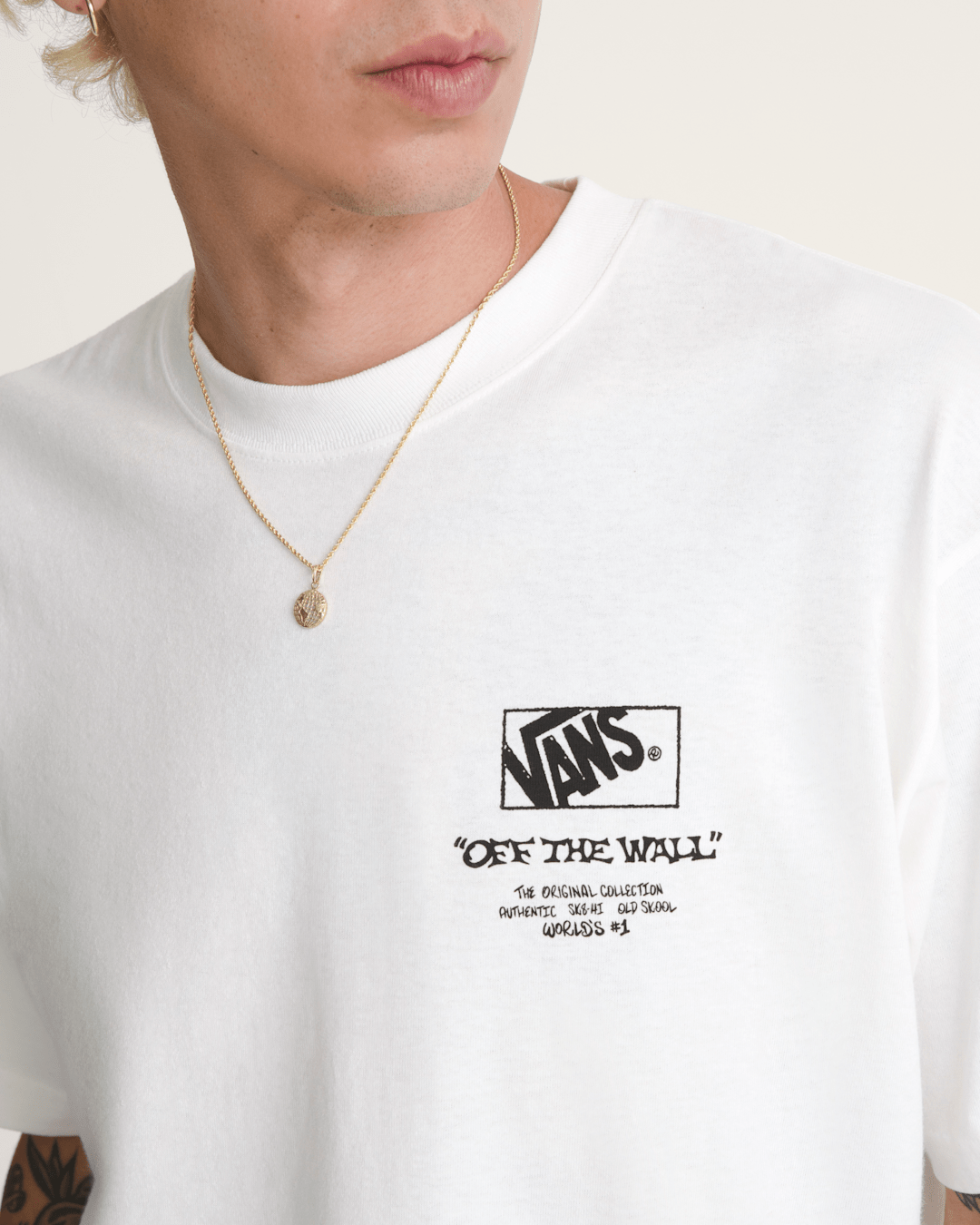 Men Vans Circle Bones T-Shirt in White