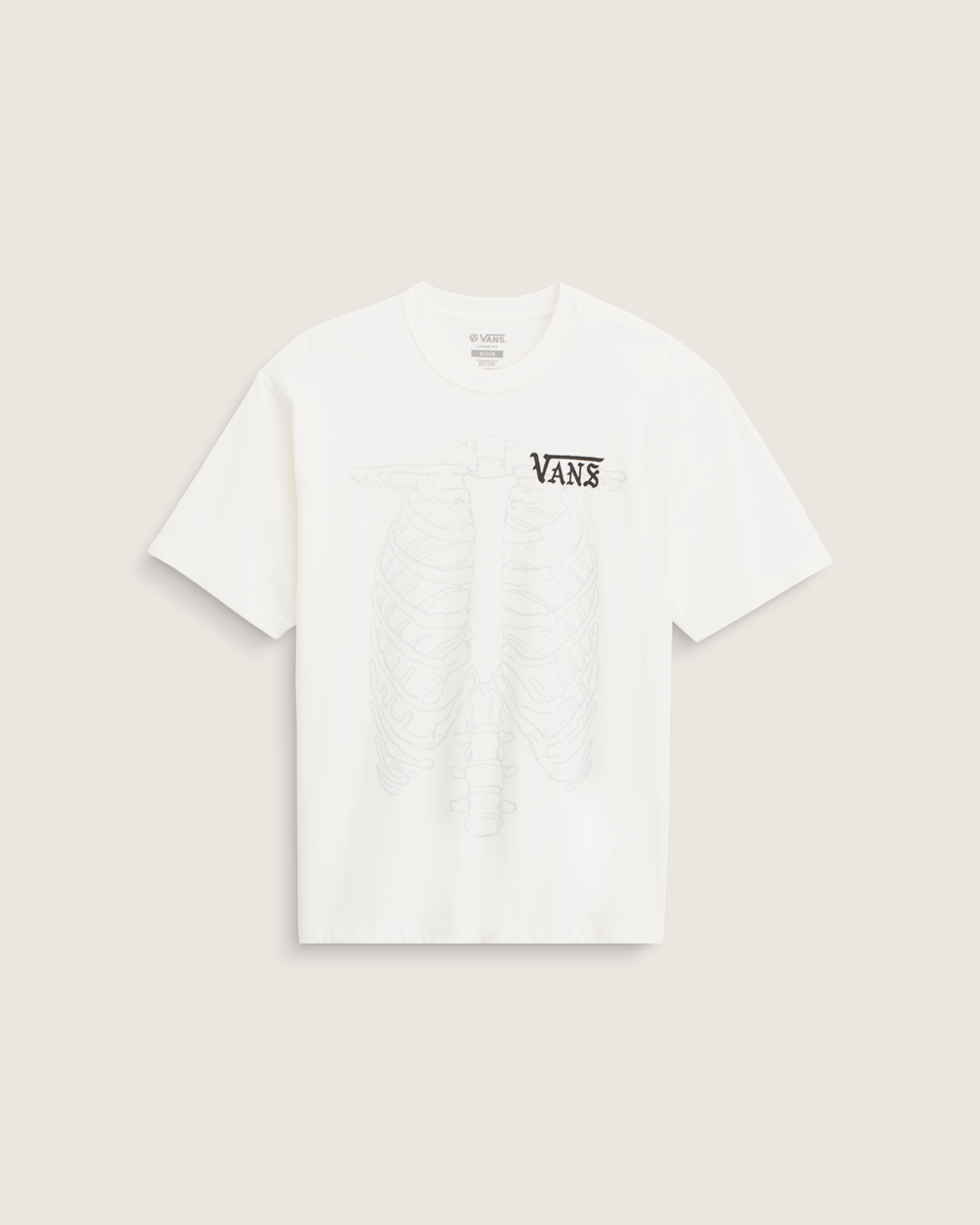 Men Vans Ribcage Reversible T-Shirt in Egret White