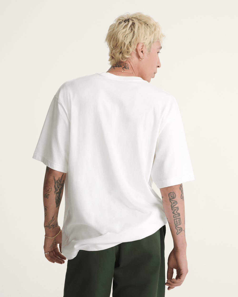 Men Vans Ribcage Reversible T-Shirt in Egret White
