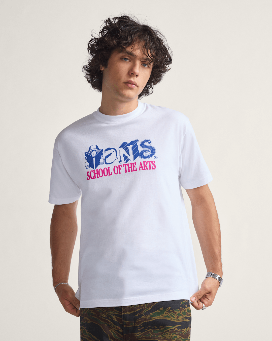 Men Vans Art Skool T-Shirt in White