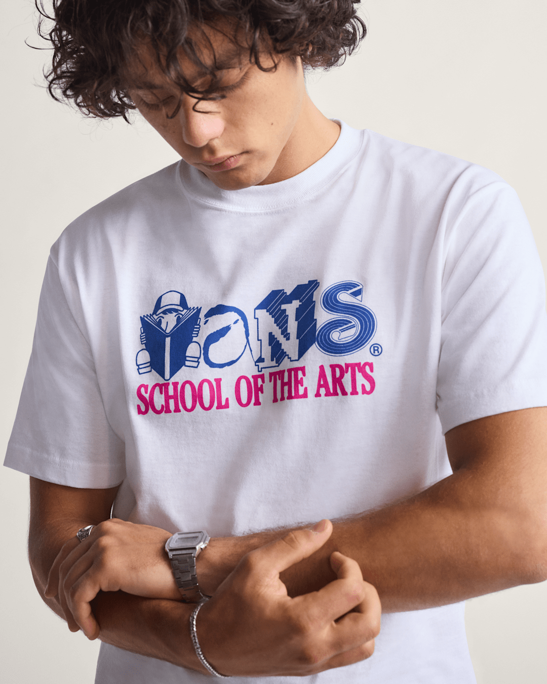 Men Vans Art Skool T-Shirt in White