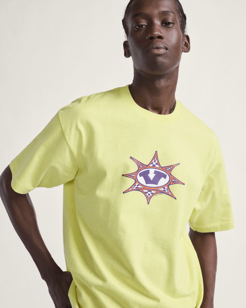Men Vans Star Checker T-Shirt in Canary Yellow