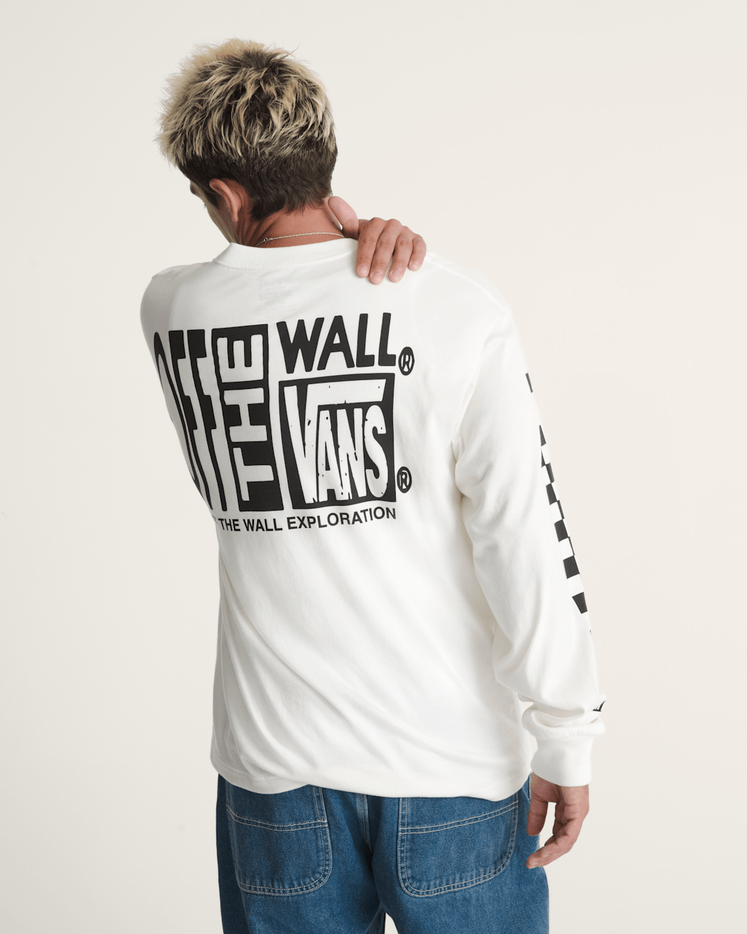Men Vans TeamTeam Long Sleeve T-Shirt in Egret White