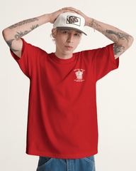 Men Vans Deck the Walls T-Shirt in Red
