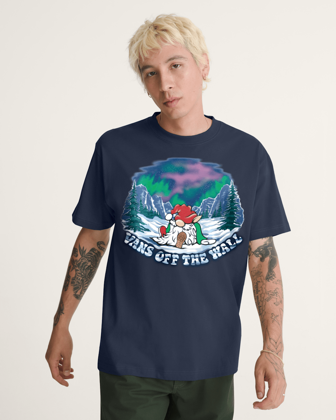 Men Vans Northern Lights T-Shirt in Navy Blue