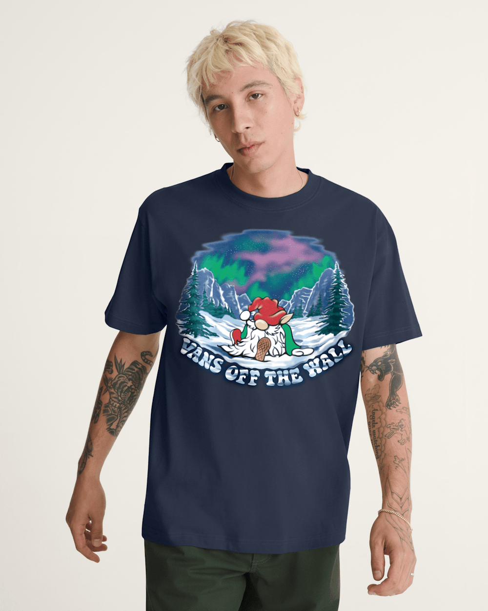Men Vans Northern Lights T-Shirt in Navy Blue