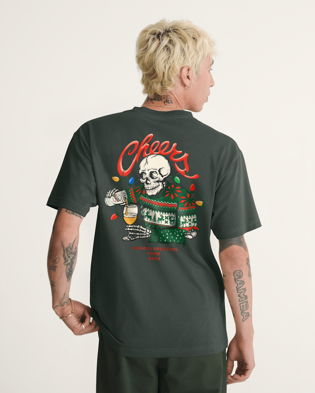 Men Vans Seasons Greetings T-Shirt in Green