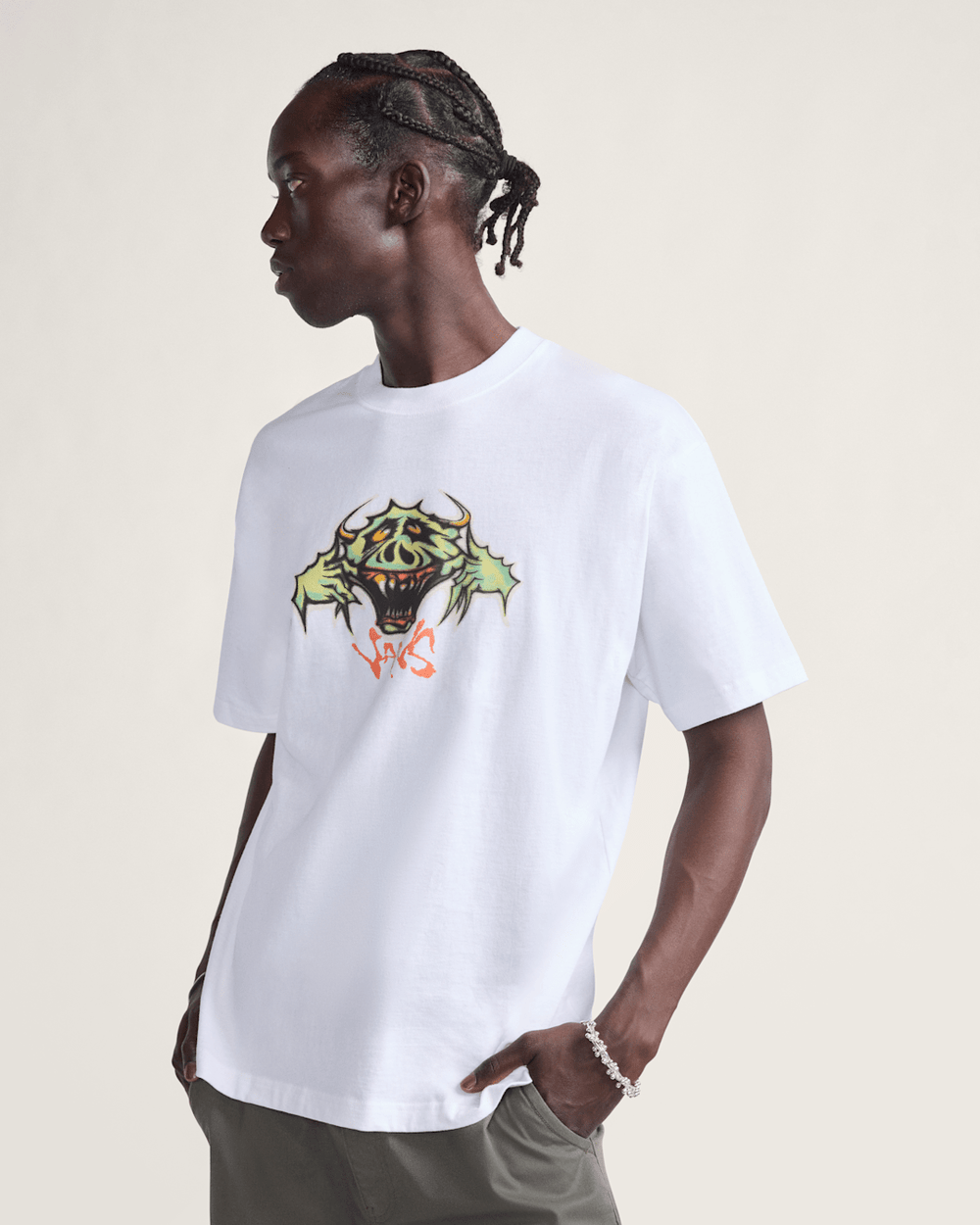 Men Vans Goofy Ghoul T-Shirt in White